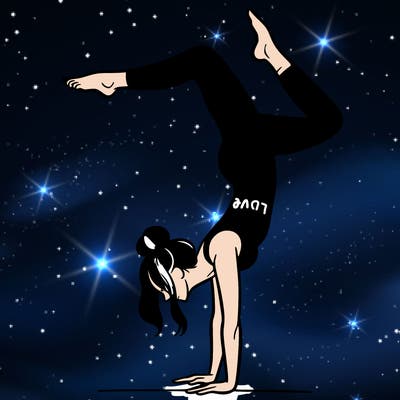 a woman doing a handstand