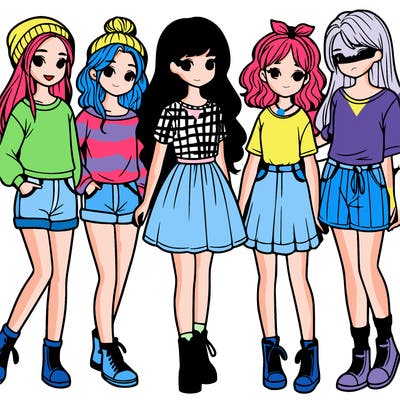 a group of five girls