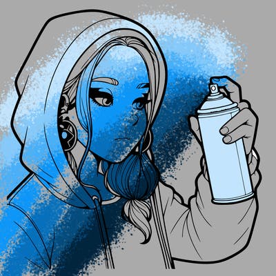 a realistic girl, spray painting