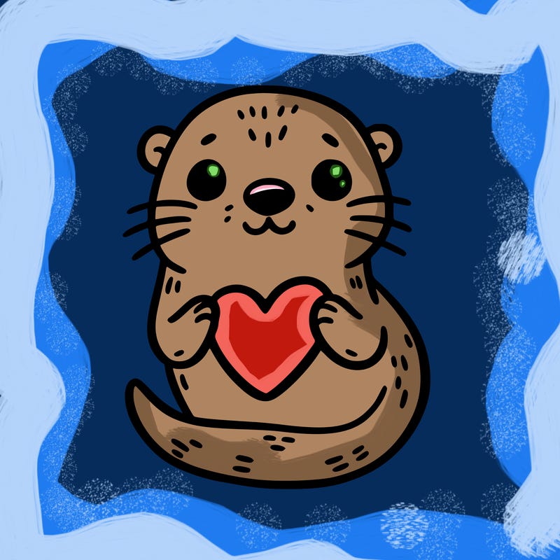 otter with a heart