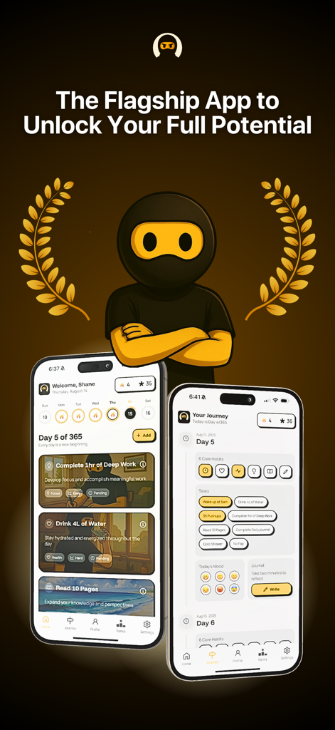 YLAG: Daily Habits Tracker - YLAG daily habit tracker app interface showing ghost mode discipline challenges and task lists