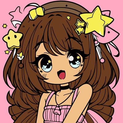 cute anime girl with star accessories