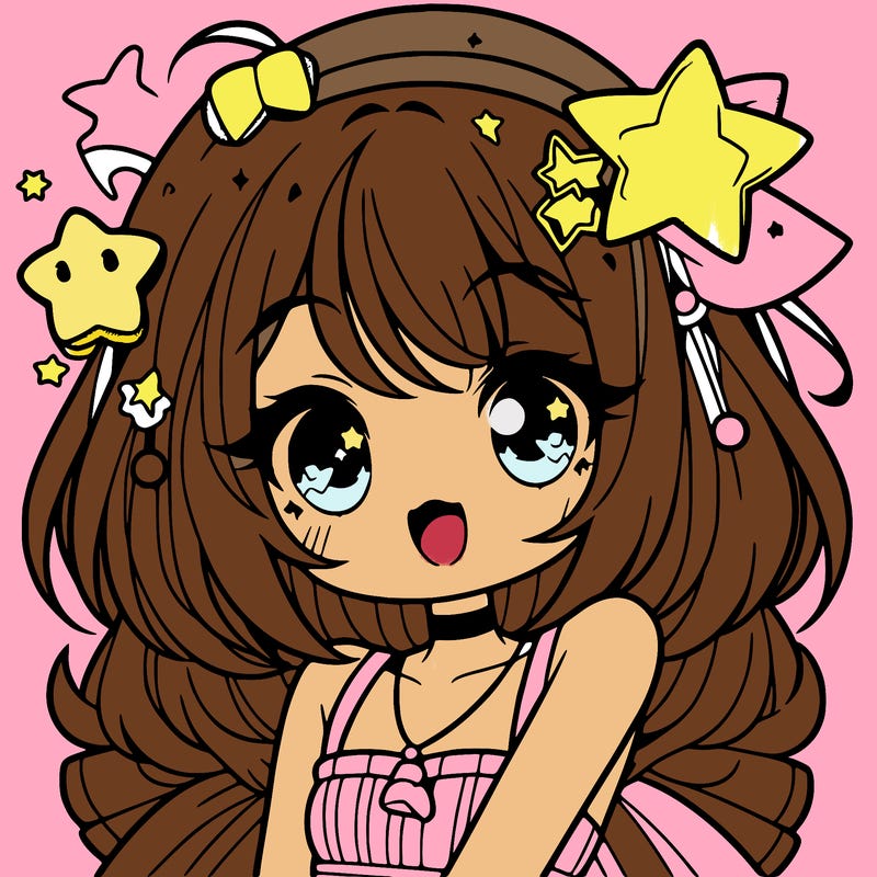 cute anime girl with star accessories