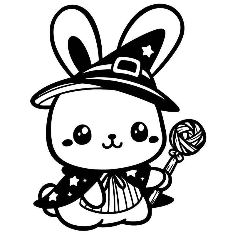 cute tiny bunny with a witch costume