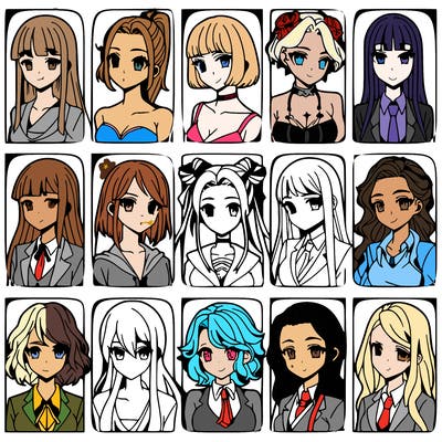 girls that look diffrent anime