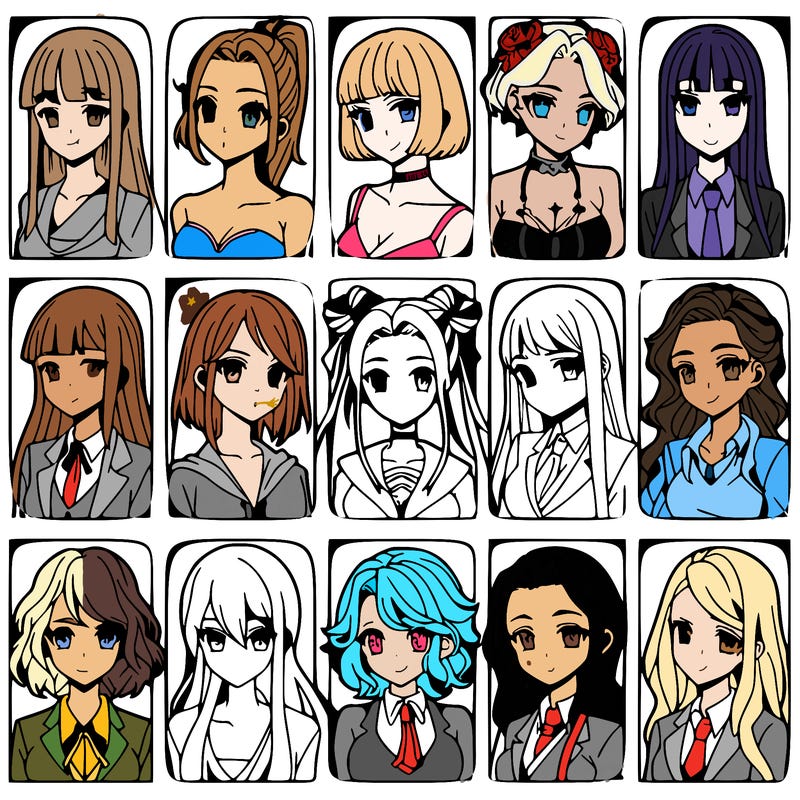 girls that look diffrent anime