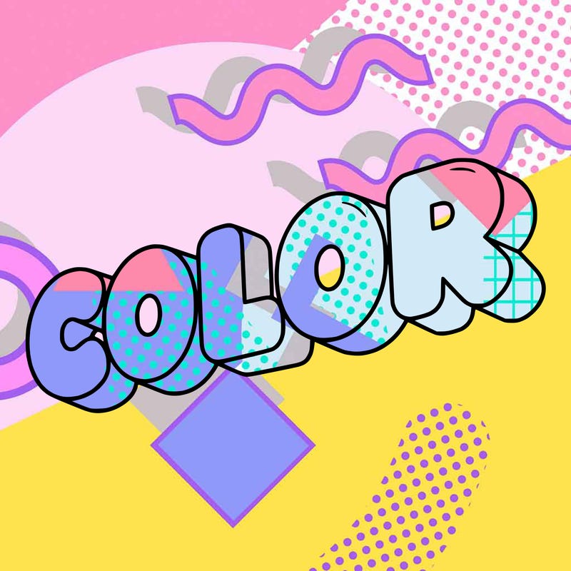 a sign that says color in bubble writing