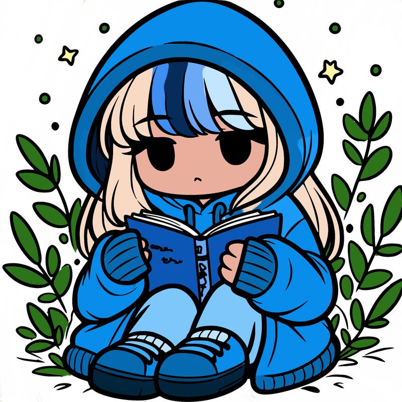 girl in oversized hoodie reading a book