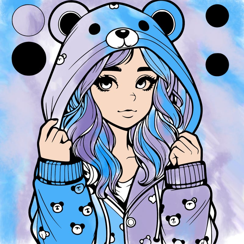 realistic girl in a animal pjs hoodie