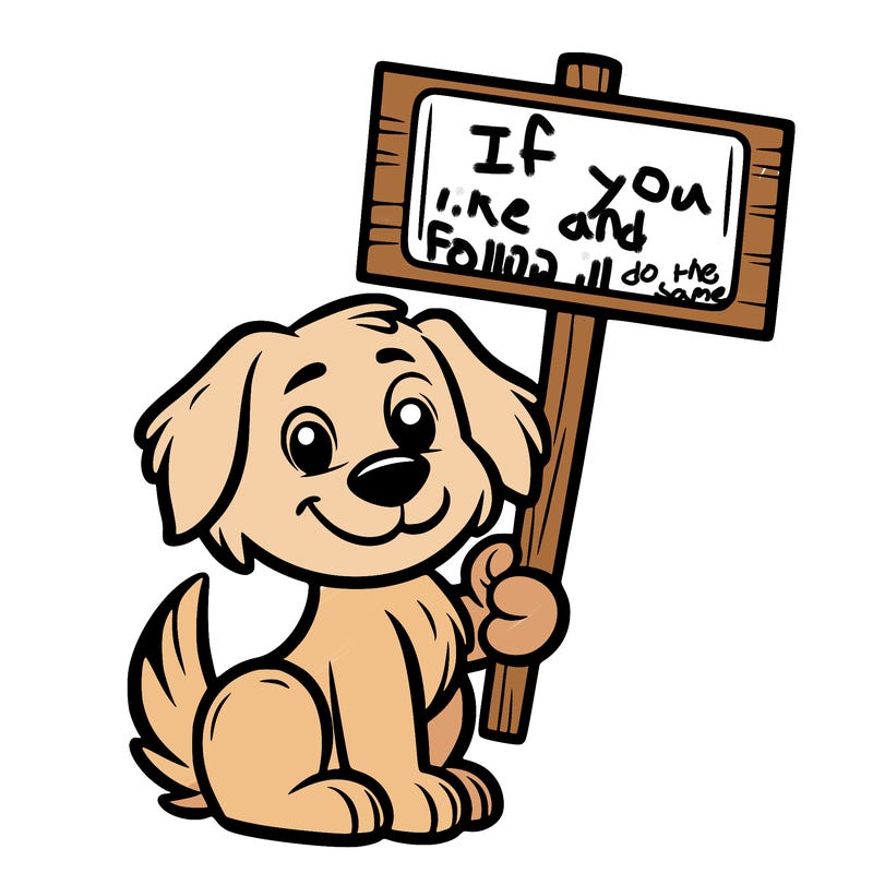 a dog holding the sign