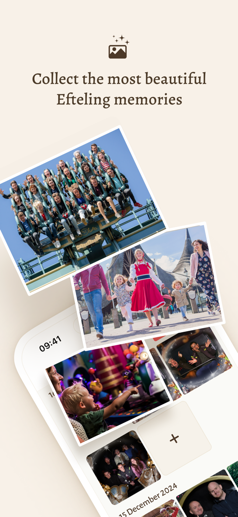 Efteling - Efteling app screen showing a gallery of theme park guest photos and memories