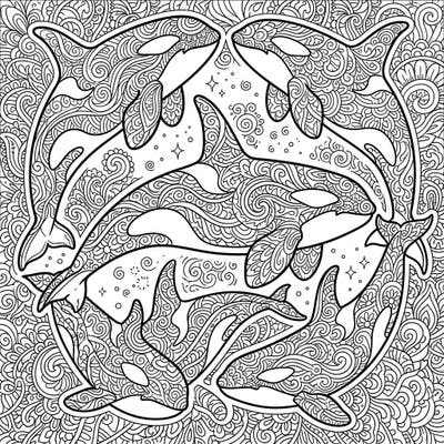 Discover the beauty of the ocean with this stunning Zentangle Orca coloring page. Featuring majestic killer whales adorned with intricate patterns, it promises a uniquely relaxing artistic journey.