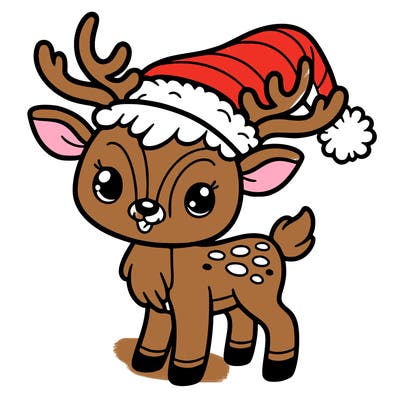christmas reindeer with santa hat