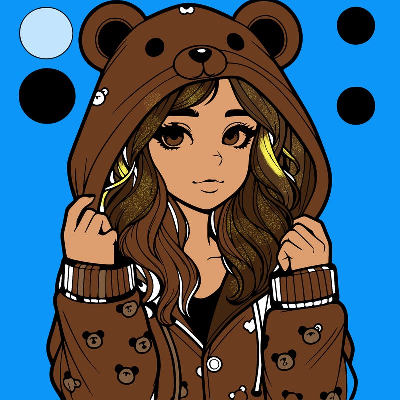 realistic girl in a animal pjs hoodie