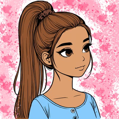 realistic girl with a high ponytail ❤️