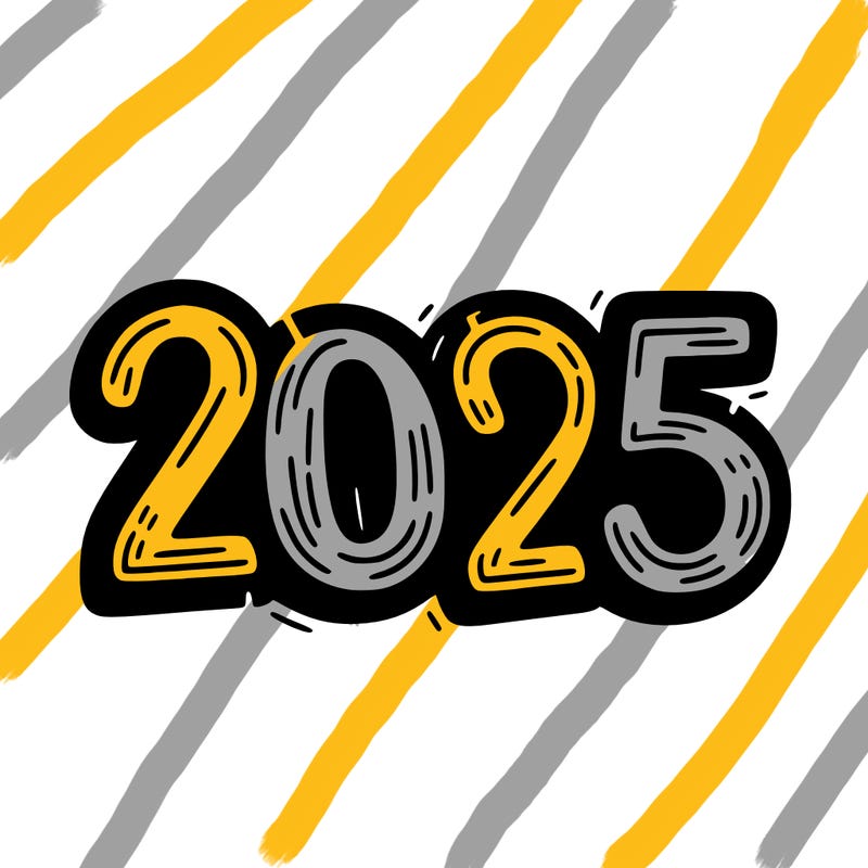 one line scrawled numbers sketch design “2025”