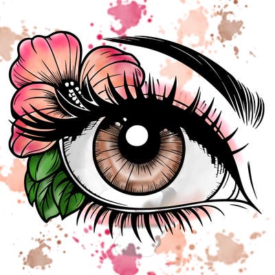 realistic eye with flower