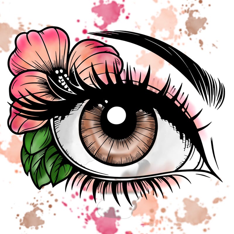 realistic eye with flower