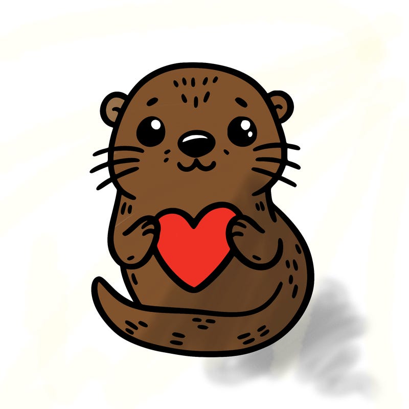 otter with a heart