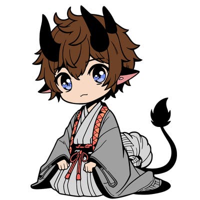 manga character with horns and a tail