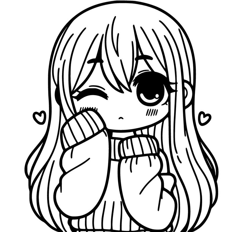 a girl with long hair and arm warmers, she only has one eye