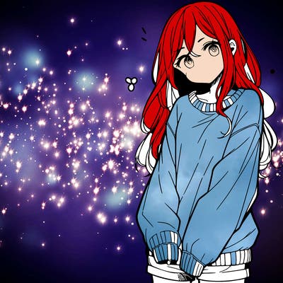 manga teen girl  in a sweater and baggy pants