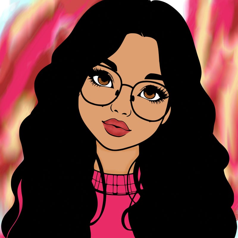 girl with long hair and freckles and glasses realistic