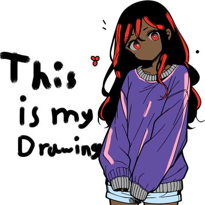 manga teen girl  in a sweater and baggy pants