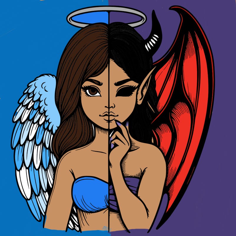 realistic angel half demon