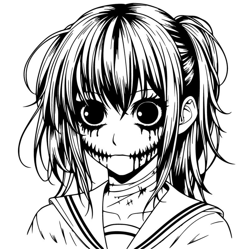 realistic horror anime girl character