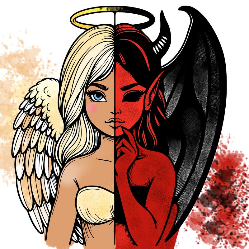 realistic angel half demon