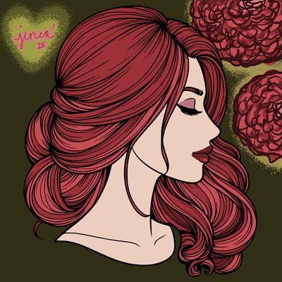 realistic woman's head & hair