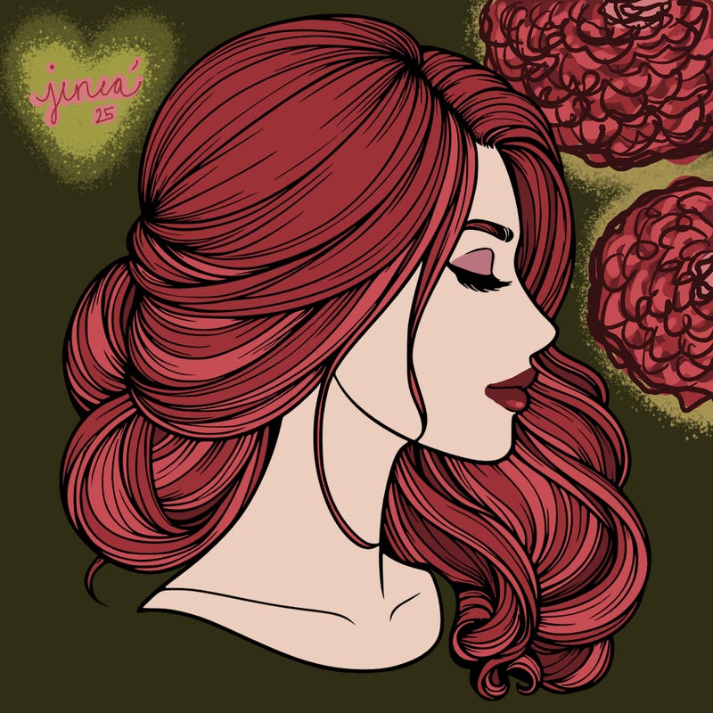 realistic woman's head & hair