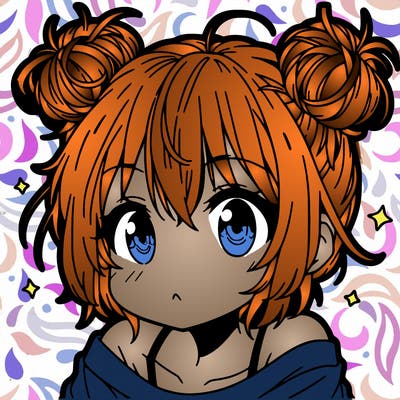 a manga girl with messy small buns