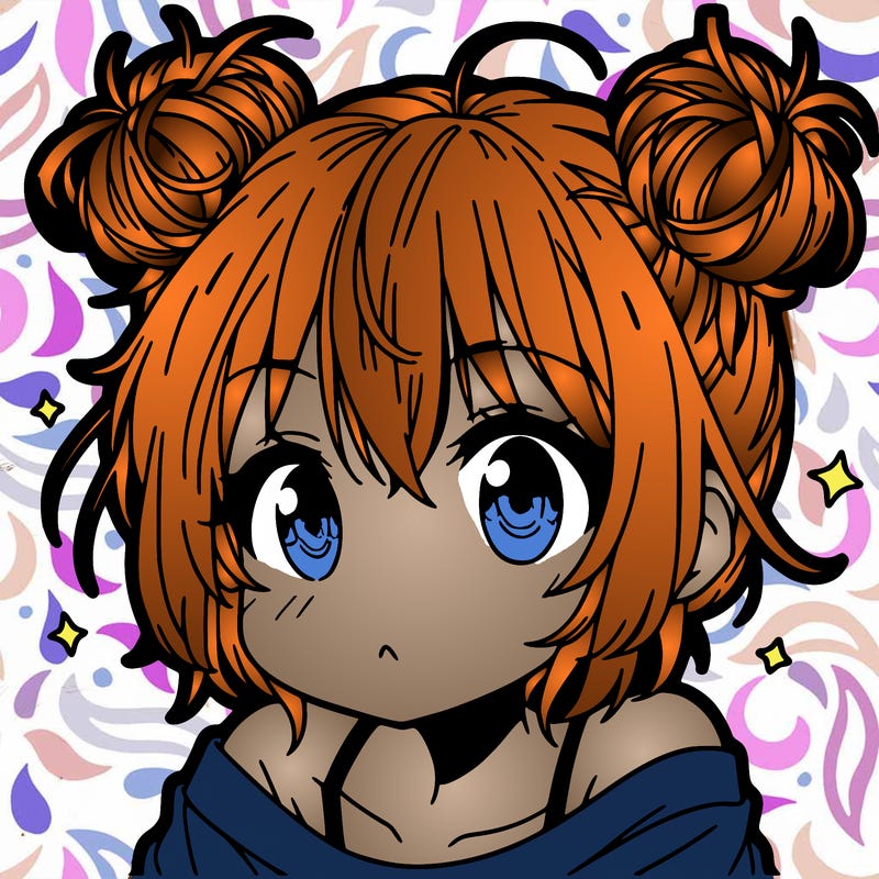 a manga girl with messy small buns