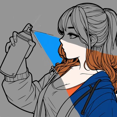 a realistic girl spray, painting