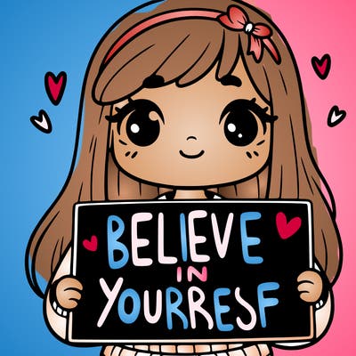 a girl holding a belief in yourself sign
