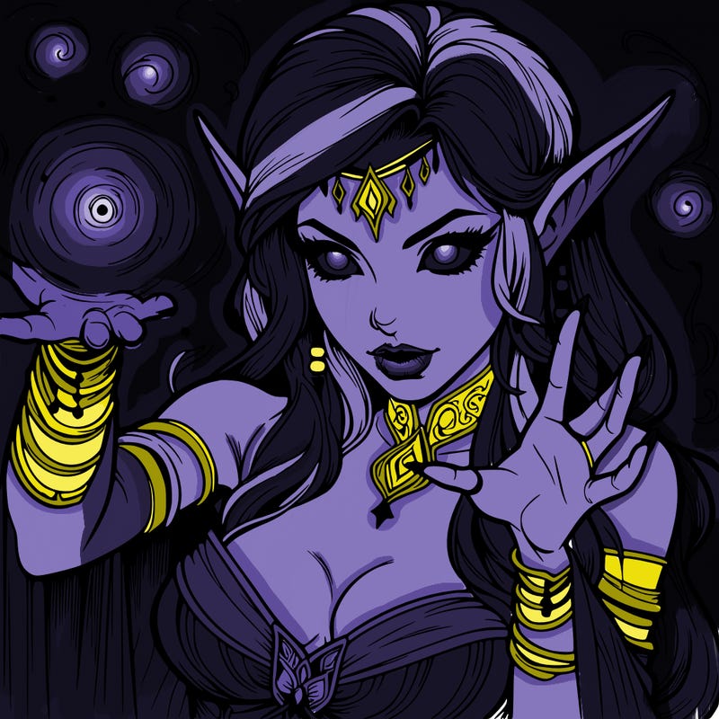 realistic scary beautiful elf sorceress casting spell
