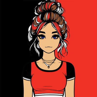 realistic girl with messy bun and croptop