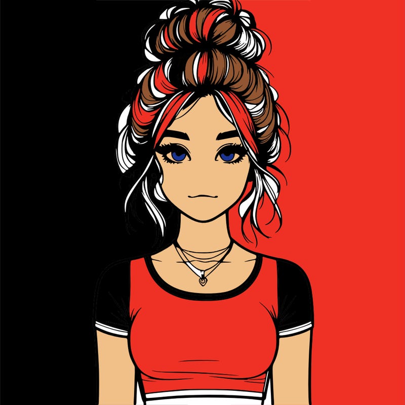 realistic girl with messy bun and croptop