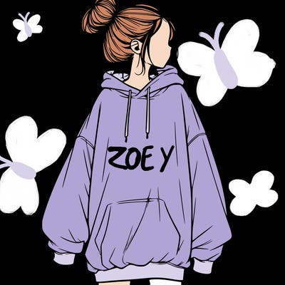 realistic girl with a oversized sweatshirt on and a bun