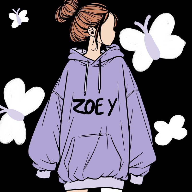 realistic girl with a oversized sweatshirt on and a bun