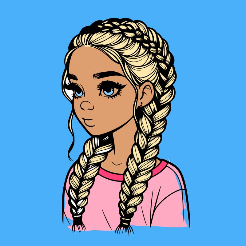 realistic girl with braids