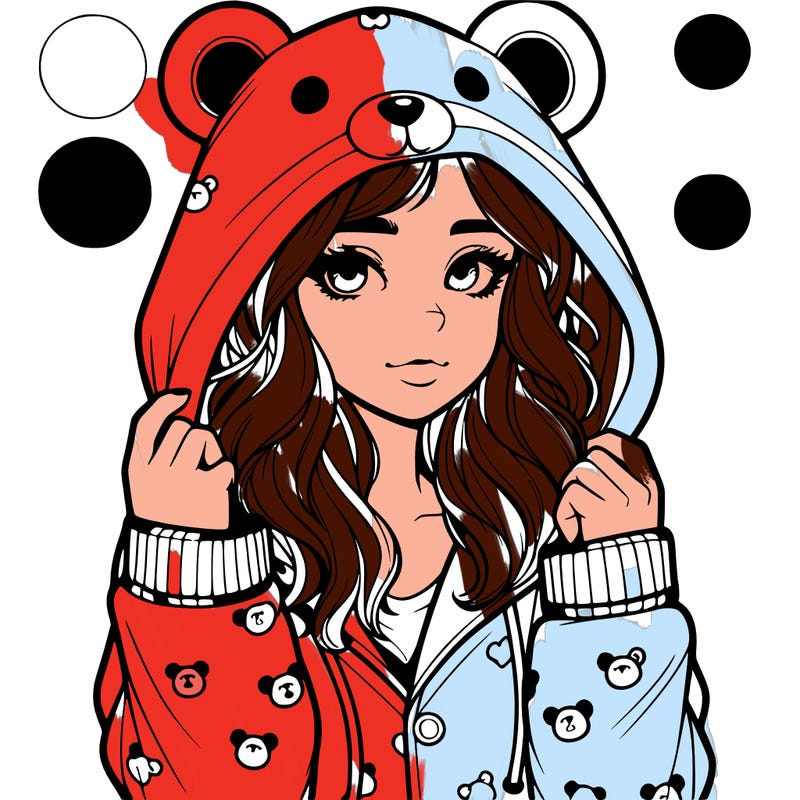 realistic girl in a animal pjs hoodie