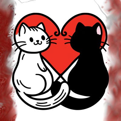 two cats forming a heart with their tails