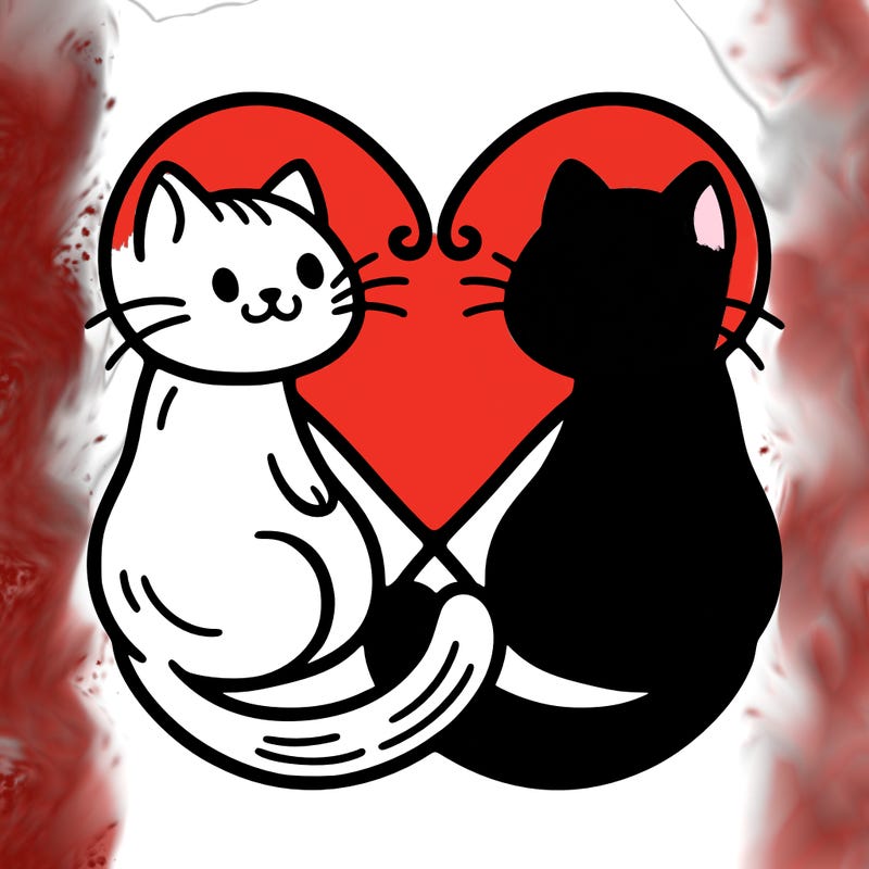 two cats forming a heart with their tails