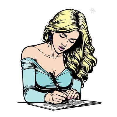 realistic female writing poetry