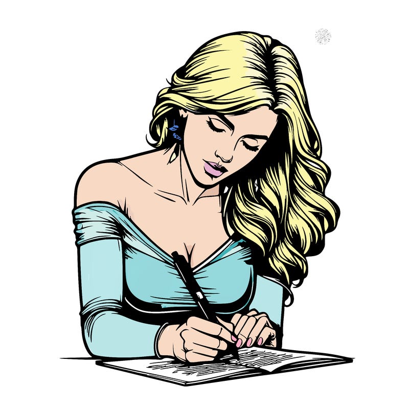 realistic female writing poetry