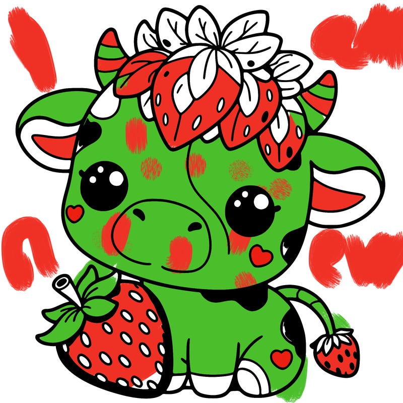 cute strawberry cow