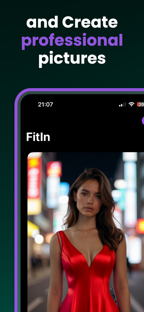 AI Clothes Changer: FitIn - AI generated professional fashion photo of a woman in a red dress